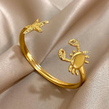 Double Flower Cuff Bracelet Bangle for Women Gold Floral Party Jewelry - Gemstone Gold