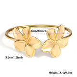 Double Flower Cuff Bracelet Bangle for Women Gold Floral Party Jewelry - Gemstone Gold