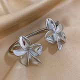 Double Flower Cuff Bracelet Bangle for Women Gold Floral Party Jewelry - Gemstone Gold