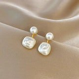 Double Pearl Long Tassel Drop Earring Women Wedding Jewelry - Gemstone Gold