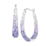 Double Rhinestone Big Circle Hoop Earrings Women Wedding Engagement Jewelry - Gemstone Gold