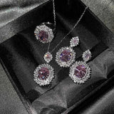 Elegant Aquamarine Bride Jewelry Set Necklace Earrings Ring For Women - Gemstone Gold