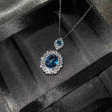 Elegant Aquamarine Bride Jewelry Set Necklace Earrings Ring For Women - Gemstone Gold