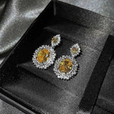 Elegant Aquamarine Bride Jewelry Set Necklace Earrings Ring For Women - Gemstone Gold