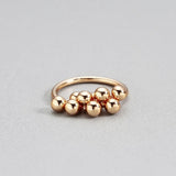 Elegant Bead Golden Ring Yellow Engagement Women's Wedding Jewelry - Genuine - Gemstone