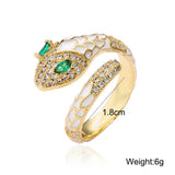 Enamel Expoxy Snake Rings For Women Zircon Party Jewelry Female - Gemstone Gold