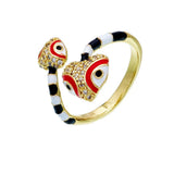 Enamel Expoxy Snake Rings For Women Zircon Party Jewelry Female - Gemstone Gold