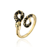 Enamel Expoxy Snake Rings For Women Zircon Party Jewelry Female - Gemstone Gold