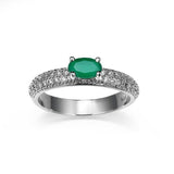 Engagement Green Zircon Ring For Women Silver Wedding Jewelry - Genuine - Gemstone