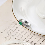 Engagement Green Zircon Ring For Women Silver Wedding Jewelry - Genuine - Gemstone