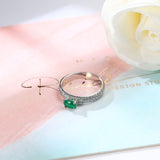 Engagement Green Zircon Ring For Women Silver Wedding Jewelry - Genuine - Gemstone