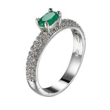 Engagement Green Zircon Ring For Women Silver Wedding Jewelry - Genuine - Gemstone