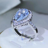 Exquisite drop Water white ring zircon diamond for ladies jewelry Wedding - Gemstone Gold