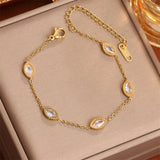 Eye Shape Zircon Jewelry Set 18K Gold Charm Chain Women Bracelets - Gemstone Gold