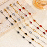 Eye Shape Zircon Jewelry Set 18K Gold Charm Chain Women Bracelets - Gemstone Gold
