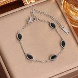 Eye Shape Zircon Jewelry Set 18K Gold Charm Chain Women Bracelets - Gemstone Gold