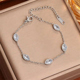 Eye Shape Zircon Jewelry Set 18K Gold Charm Chain Women Bracelets - Gemstone Gold