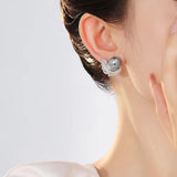 Feather wrapped up Pearl Stud Earrings for Women Bride Wedding Jewelry - Gemstone Gold