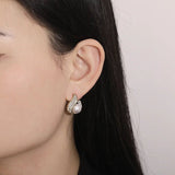 Flame Pearl Stud Earrings Women's Gold Ear Wedding Jewelry - Gemstone Gold