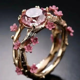 Flower inlaid zircon women ring fashionable Women Wedding Jewelry - Gemstone Gold