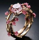Flower inlaid zircon women ring fashionable Women Wedding Jewelry - Gemstone Gold