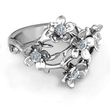 Flower Rings for Women Zircon Party Accessories Graceful Gift Jewelry Ring - Gemstone Gold