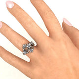 Flower Rings for Women Zircon Party Accessories Graceful Gift Jewelry Ring - Gemstone Gold