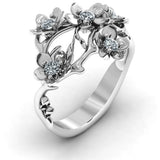 Flower Rings for Women Zircon Party Accessories Graceful Gift Jewelry Ring - Gemstone Gold