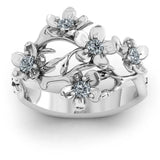 Flower Rings for Women Zircon Party Accessories Graceful Gift Jewelry Ring - Gemstone Gold