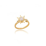 Four Leaf Clover Spinner Ring For Women Wedding Jewelry Gift - Gemstone Gold