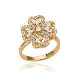 Four Leaf Clover Spinner Ring For Women Wedding Jewelry Gift - Gemstone Gold