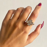 Four Leaf Clover Spinner Ring For Women Wedding Jewelry Gift - Gemstone Gold