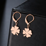 Gold Clover Leaf Dangle Earrings For Women Engagement Jewelry - Genuine - Gemstone