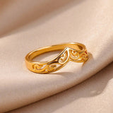 Gold Plant Totem Ring For Women Female Wedding Party Finger Jewelry - Gemstone Gold