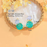 Green Broken Ice Tourmaline Drop Earrings for Women Party Jewelry - Gemstone Gold