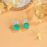 Green Broken Ice Tourmaline Drop Earrings for Women Party Jewelry - Gemstone Gold