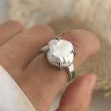 Handmade Round Line Ring Silver Ring for Women Couple Party Jewelry Gift - Gemstone Gold