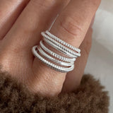Handmade Round Line Ring Silver Ring for Women Couple Party Jewelry Gift - Gemstone Gold