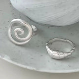 Handmade Round Line Ring Silver Ring for Women Couple Party Jewelry Gift - Gemstone Gold