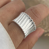 Handmade Round Line Ring Silver Ring for Women Couple Party Jewelry Gift - Gemstone Gold