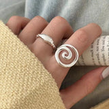 Handmade Round Line Ring Silver Ring for Women Couple Party Jewelry Gift - Gemstone Gold
