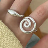 Handmade Round Line Ring Silver Ring for Women Couple Party Jewelry Gift - Gemstone Gold
