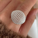 Handmade Round Line Ring Silver Ring for Women Couple Party Jewelry Gift - Gemstone Gold