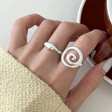 Handmade Round Line Ring Silver Ring for Women Couple Party Jewelry Gift - Gemstone Gold