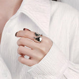 Handmade Silver Ring for Women 925 Sterling Simple Party Jewelry Gift - Gemstone Gold