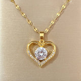 Heart Pendant Gold Chain Necklace for women Female Necklaces Jewelry for Girl - Gemstone Gold