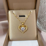 Heart Pendant Gold Chain Necklace for women Female Necklaces Jewelry for Girl - Gemstone Gold