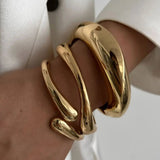Hip Hop Metal Cuff Bangles Punk Gold Spring Bracelet For Women Jewelry - Gemstone Gold