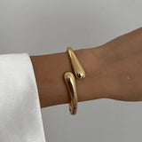 Hip Hop Metal Cuff Bangles Punk Gold Spring Bracelet For Women Jewelry - Gemstone Gold
