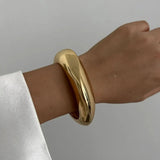 Hip Hop Metal Cuff Bangles Punk Gold Spring Bracelet For Women Jewelry - Gemstone Gold